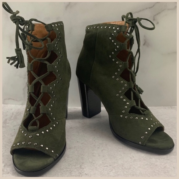 Frye Shoes - Frye Gabby Ghillie Stud Forest Green Booties 7